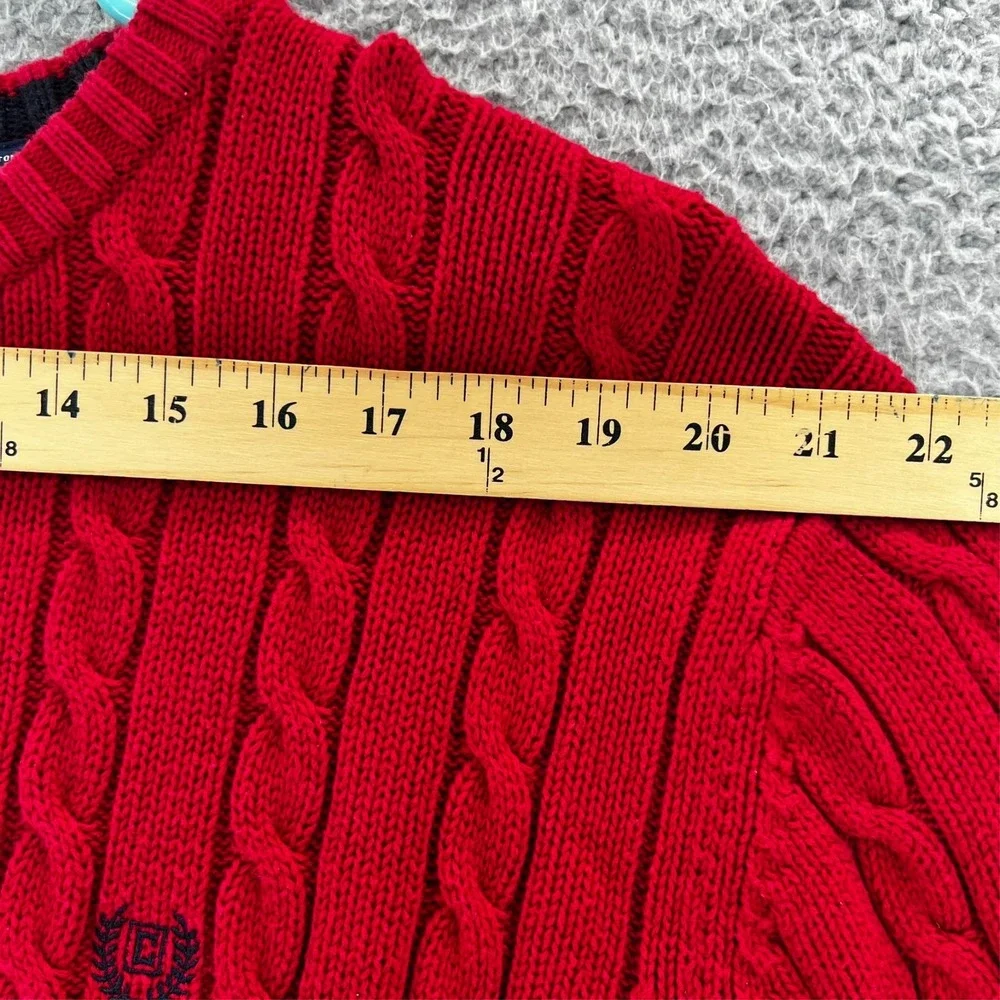 Vintage Y2k Chaps Ralph Lauren Men's‎ Red Cotton Cable Knit Pullover Sweater XL